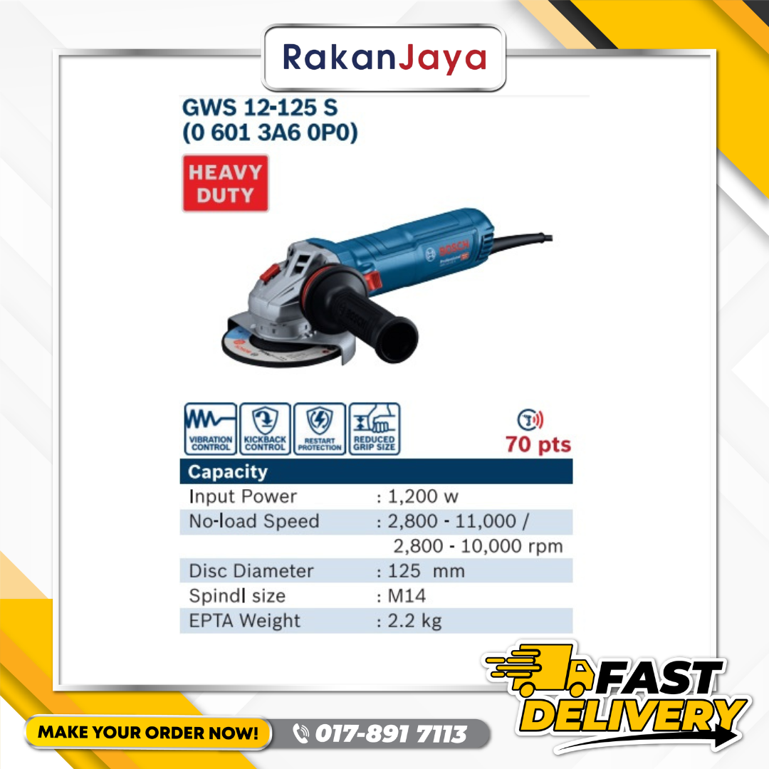 BOSCH ANGLE GRINDER 5" (GWS12-125S)