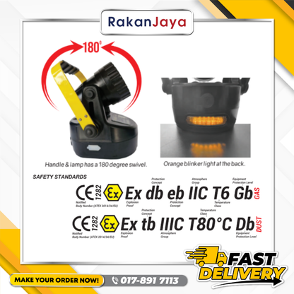 SUPAKU EXPLOSION PROOF PROTECTED 12W RECHARGEABLE LAMP 180° DEGREE (MODEL : AFW 5282)