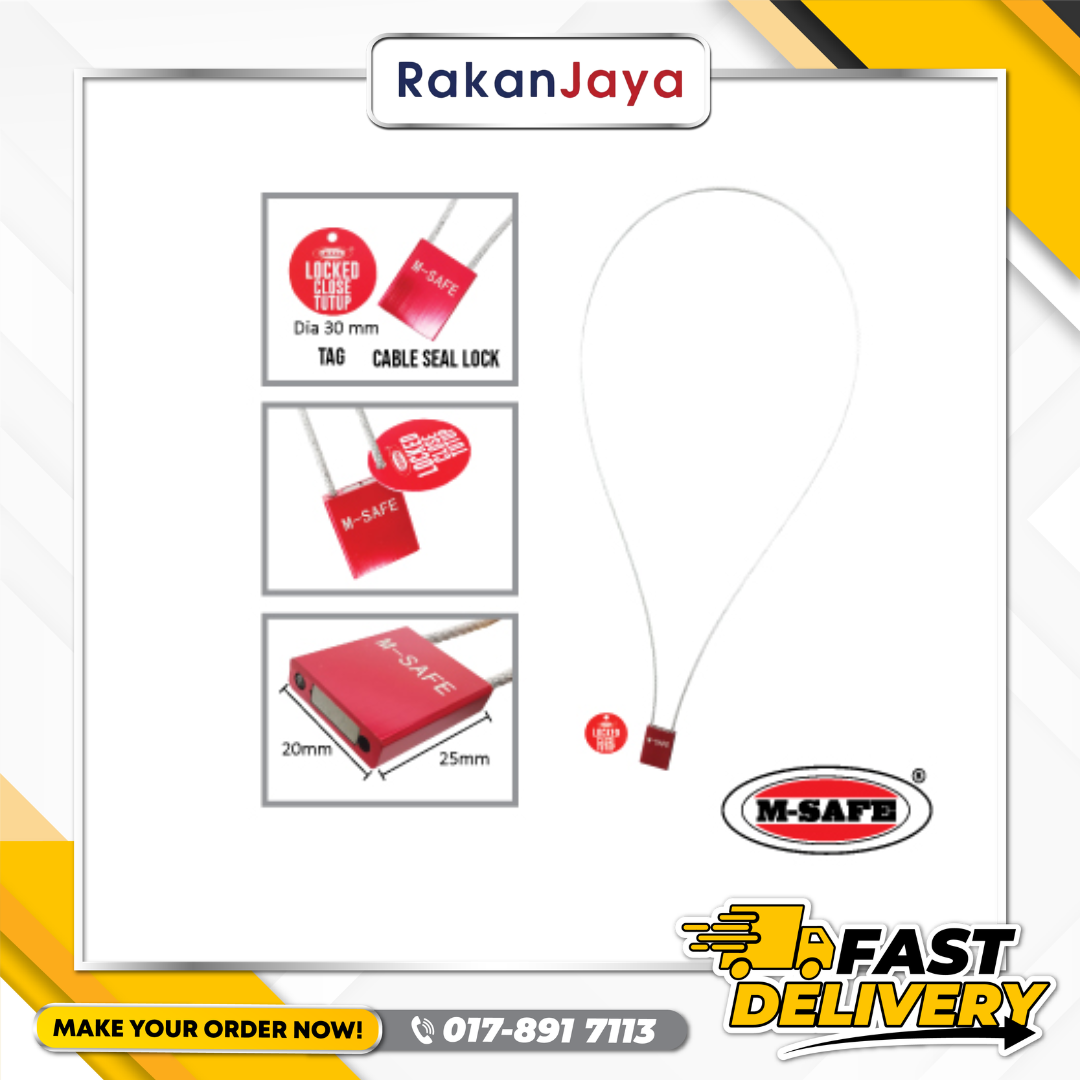 M-SAFE ALUMINIUM ALLOY STEEL CABLE SEAL LOCK – RED (CLOSE)