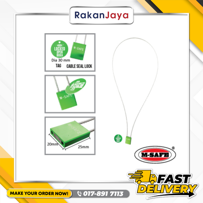 M-SAFE ALLUMINIUM ALLOY STEEL CABLE SEAL LOCK – GREEN (OPEN)